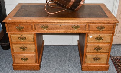 Lot 1312 - An Oak Leather Inset Writing Desk, early 20th...