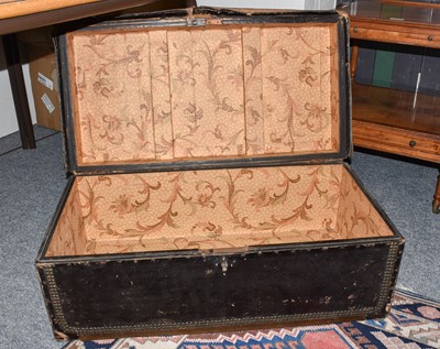 Lot 1132 - An Antique Leather Covered French Trunk, 76cm...