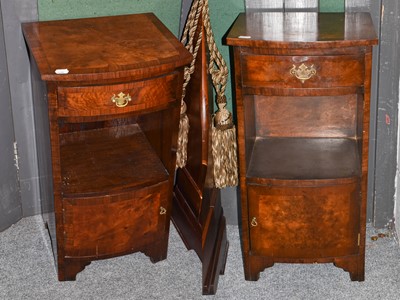 Lot 1257 - A Pair of Reproduction Walnut Bedside Tables,...