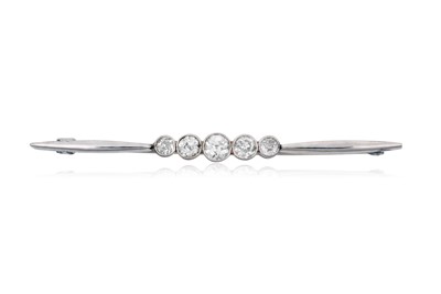 Lot 2266 - A Diamond Bar Brooch five graduated old cut...