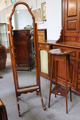 Lot 1216 - A Mahogany Cheval Mirror, lacking finials,...