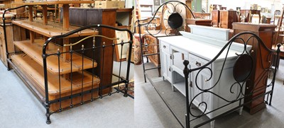 Lot 1229 - A Black Painted Metal Double Bed, 155cm by...