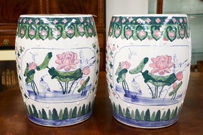 Lot 267 - A Pair of Modern Chinese Barrel Form Garden...