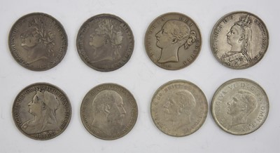 Lot 207 - 8 x Crowns, comprising: 2 x George IV 1822...