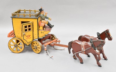 Lot 104 - A Painted Wood Horse Drawn Carriage