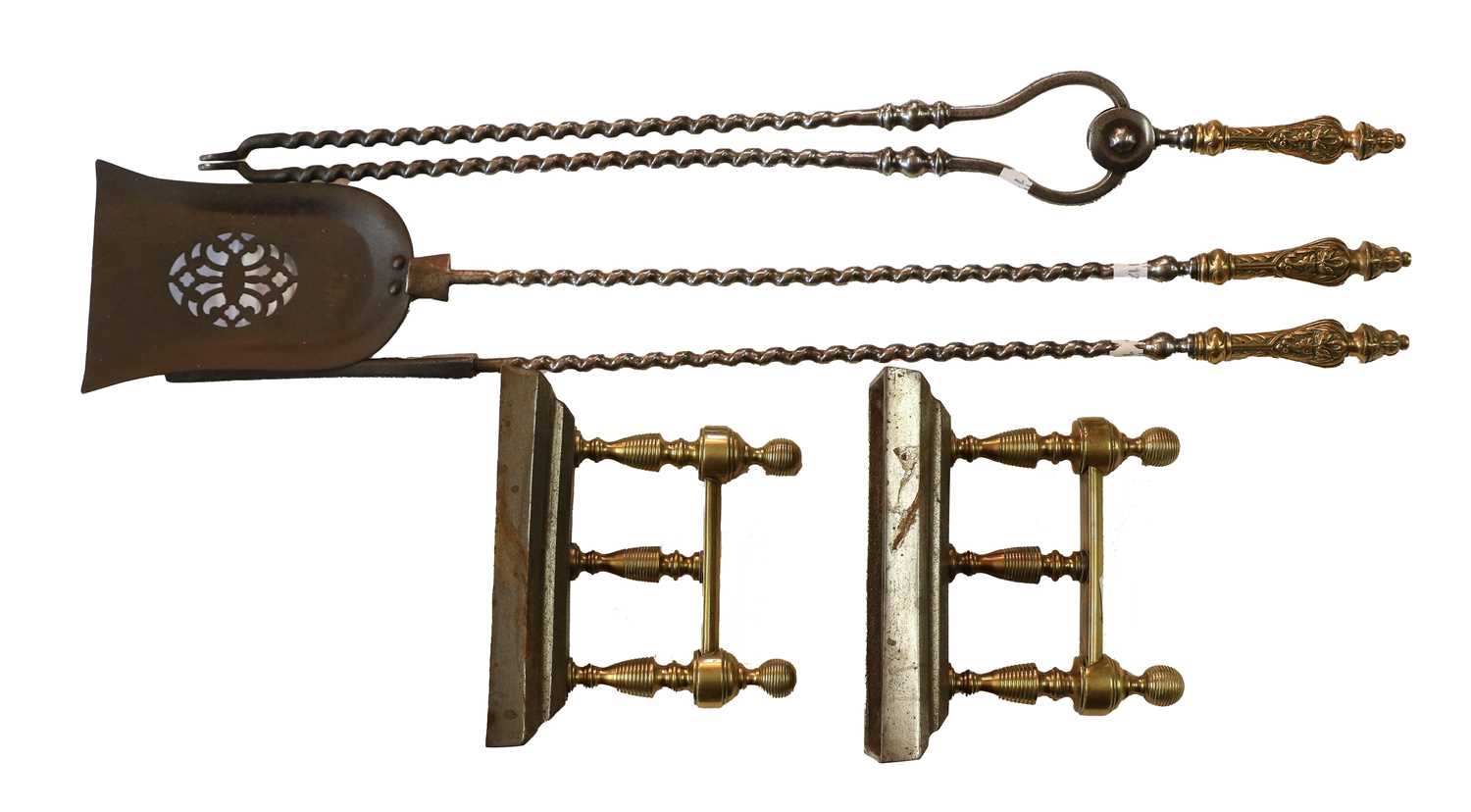 Lot 338 A Set of Three 19th Century Steel Fire Irons,
