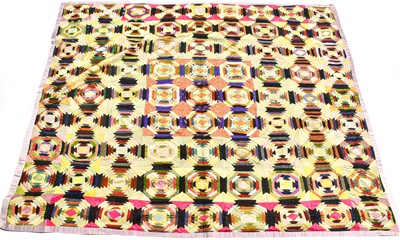 Lot 2131 - Circa 1890 Large Pineapple Log Cabin Patchwork...