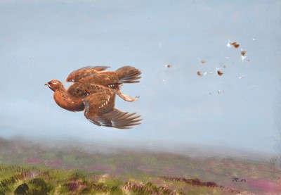 Lot 1019 - Rodger McPhail (b.1953) Grouse in flight...