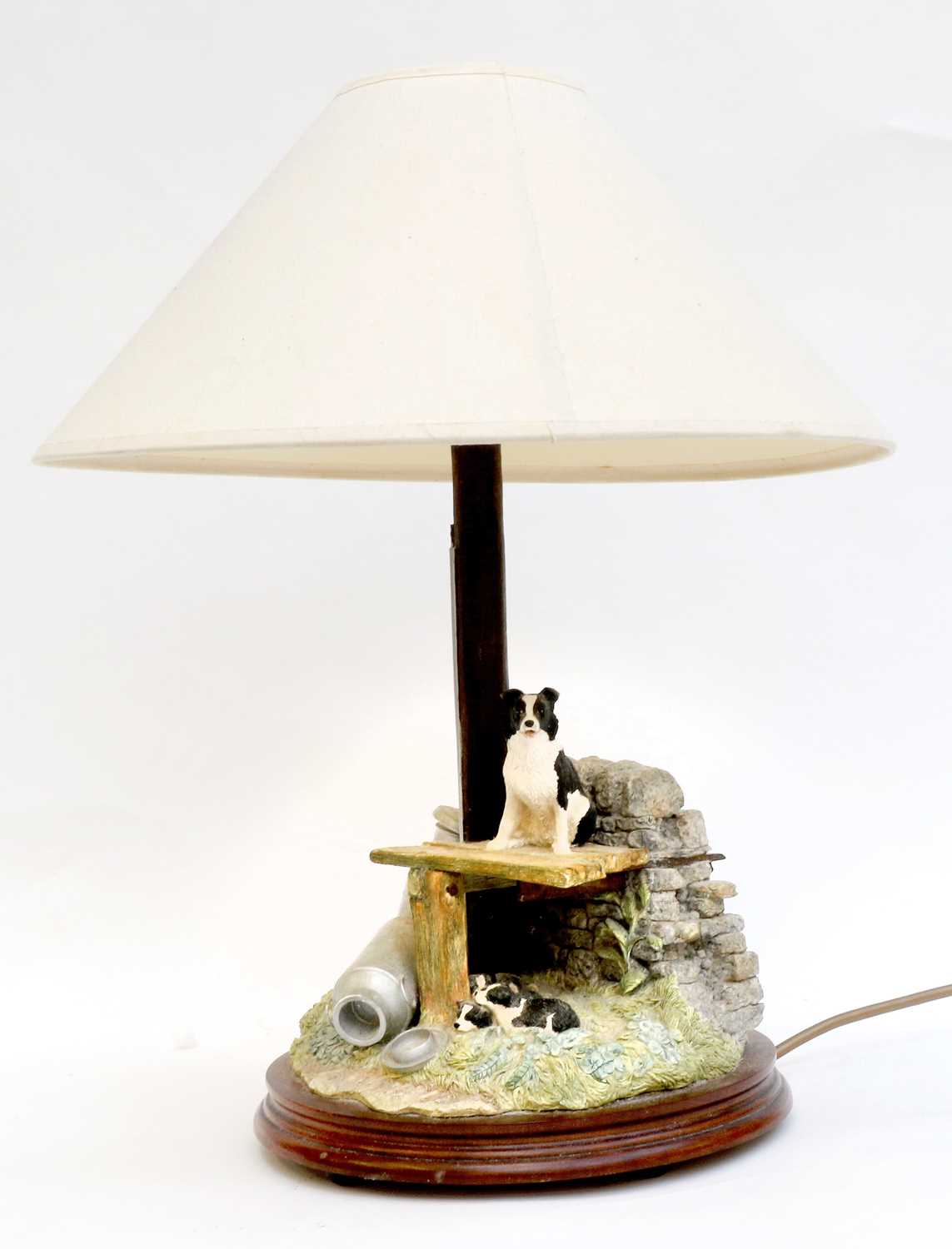 Lot 1061 - Border Fine Arts 'In the Shade' (Lamp) (Border Collie Pups)