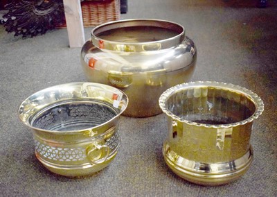 Lot 1316 - Three Brass Planters, including a Victorian...