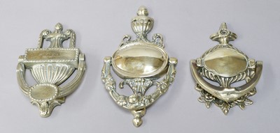 Lot 252 - Three Brass Door Knockers, in the Georgian...