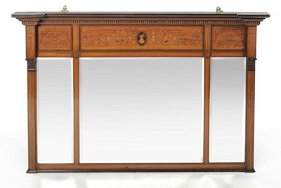 Lot 1288 - An Edwardian Satinwood and Floral Marquetry Breakfront Overmantel Mirror, with three...