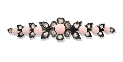 Lot 2334 - A 19th Century Coral and Diamond Brooch the...