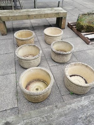 Lot 1153 - A Set of Six Circular Garden Planters, stamped...