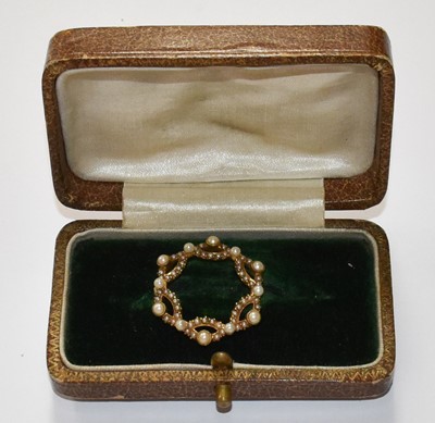 Lot 72 - A Split Pearl Brooch, stamped '15CT', length 2....