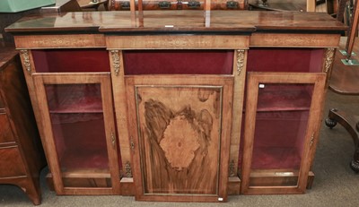 Lot 1218 - A Victorian Breakfront Credenza, walnut with...