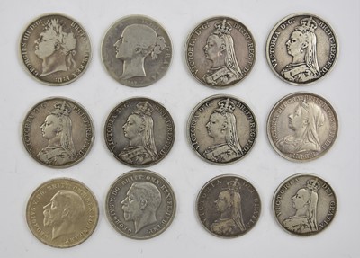 Lot 208 - 10 x Silver Crowns, comprising: George IV 1822...