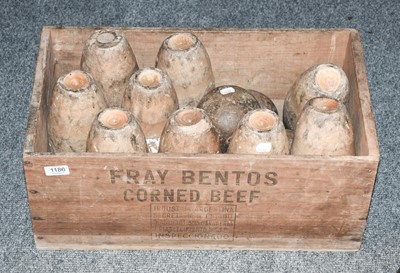 Lot 1186 - Nine Vintage Wooden Skittles and Three Bowling...