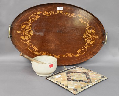 Lot 298 - An Edwardian Marquetry Oval Serving Tray,...