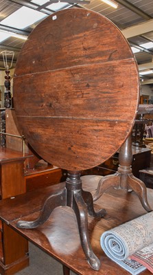 Lot 1260 - A George III Oak Snap Top Tripod Table,...