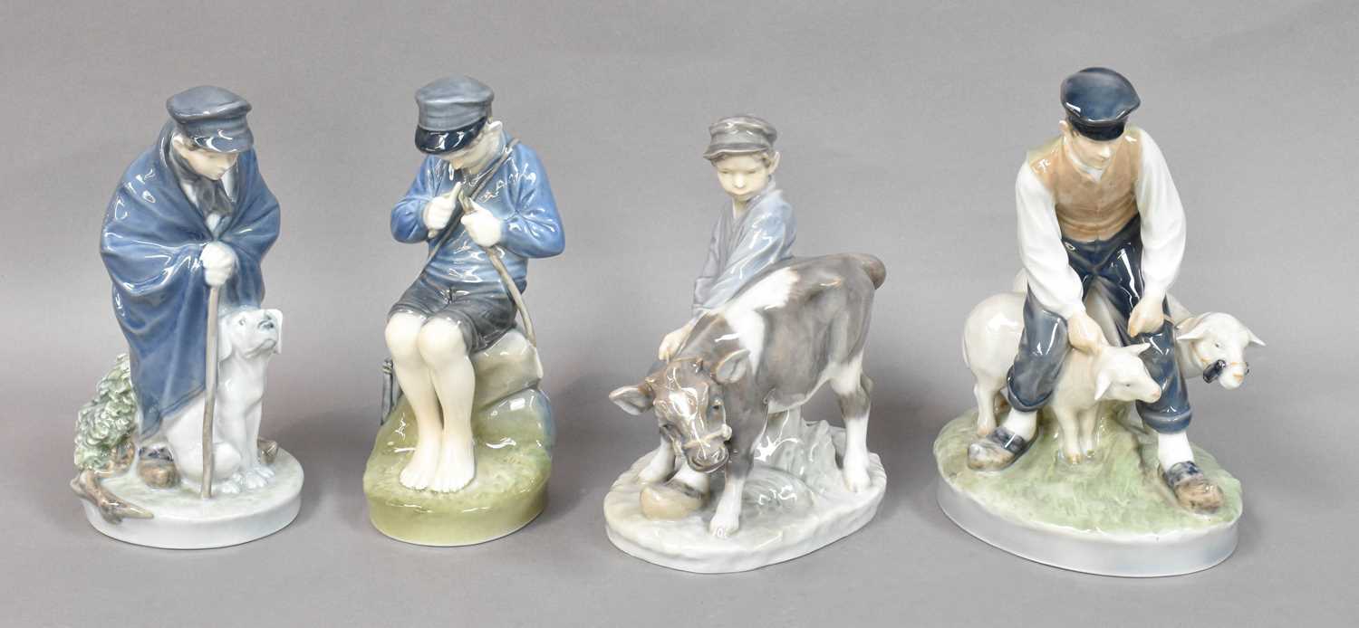 Lot 267 - Royal Copenhagen, four pastoral figures, model...