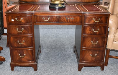 Lot 1153 - A Reproduction Mahogany Twin Pedestal Desk,...