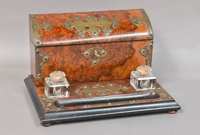 Lot 264 - A Victorian Burr Walnut and Brass Bound...