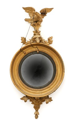 Lot 474 - A Regency Gilt and Gesso Convex Mirror, early...