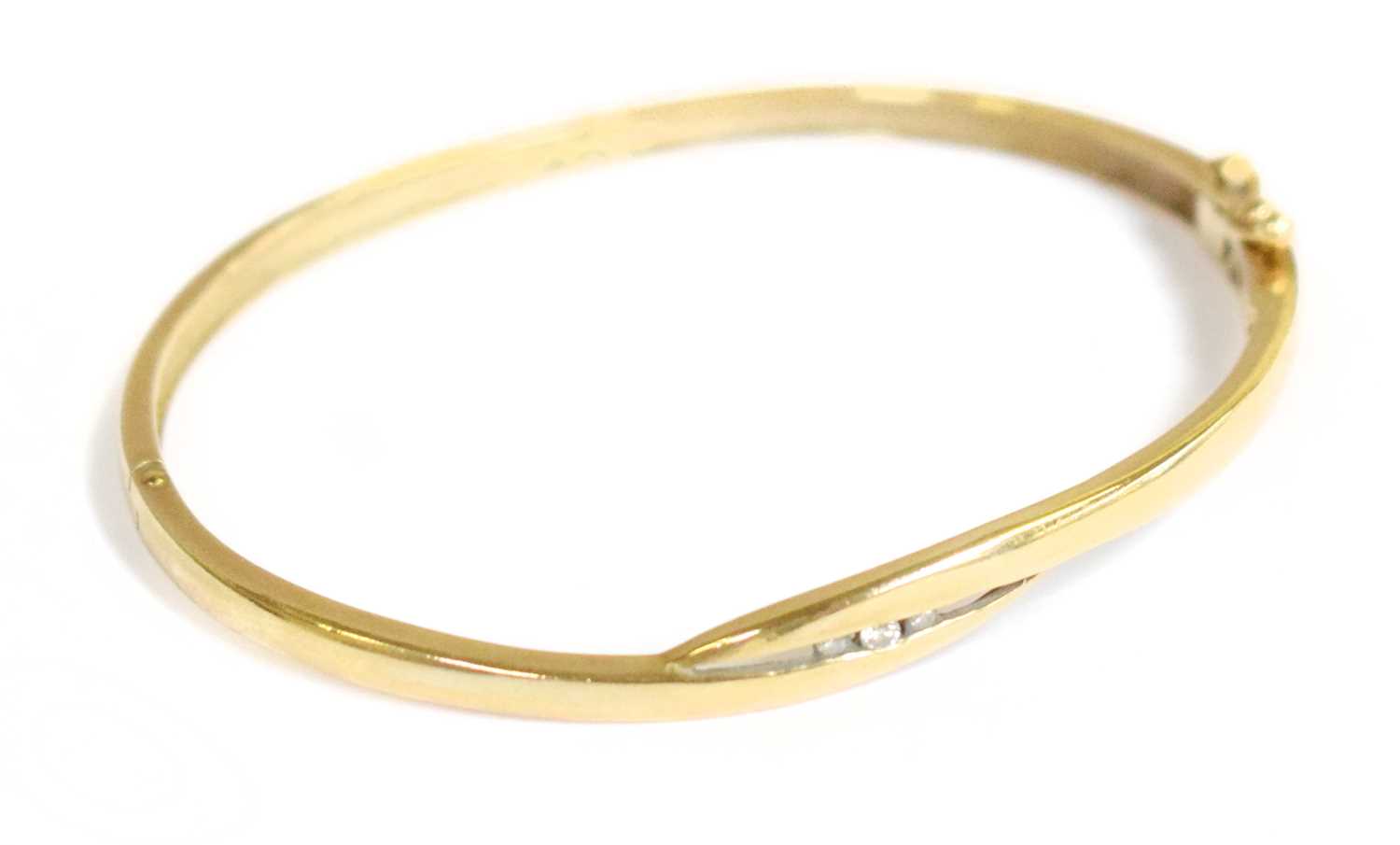 Lot 68 - A Diamond Hinged Bangle, unmarked, inner...