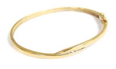 Lot 68 - A Diamond Hinged Bangle, unmarked, inner...