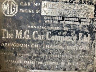 Lot 185 - 1954 MG TF Registration number: UTN 825 Date...