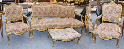 Lot 1129 - A Louis XVI Style Gilt Wood Part Upholstered...