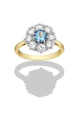 Lot 2333 - An Aquamarine and Diamond Cluster Ring the...