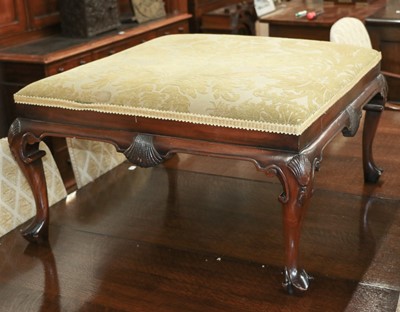 Lot 1226 - A Georgian Style Carved Mahogany Footstool, of...