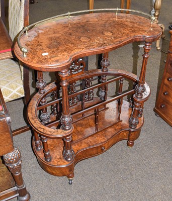 Lot 1223 - A Victorian Burr Walnut Canterbury Whatnot, of...