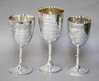 Lot 181 - Three Various Victorian Silver Goblets, each...