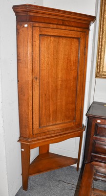 Lot 1169 - A George III Oak Panel Fronted Corner Cupboard,...