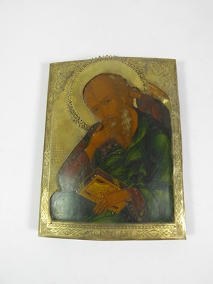 Lot 2043 - A Russian Silver Gilt-Mounted Icon