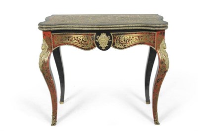 Lot 1295 - A Louis XV Style Red Tortoiseshell, Ebonised, Gilt Metal and Marquetry Serpentine Card Table, circa