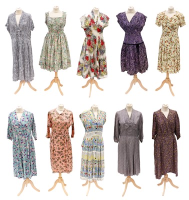 Lot 2103 - Circa 1940-50s Ladies Dresses, comprising a...