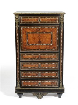 Lot 1297 - A French Louis XV/Transitional Style Ebonised and Gilt Metal Mounted Secretaire à Abattant,...