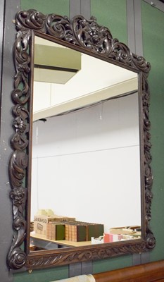 Lot 1101 - A Large Overmantle Mirror in Oak Frame, early...