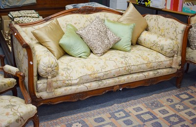 Lot 1104 - A French Style Carved and Upholstered Two...