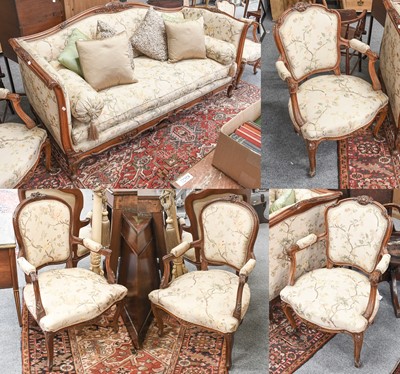 Lot 1104 - A French Style Carved and Upholstered Two...