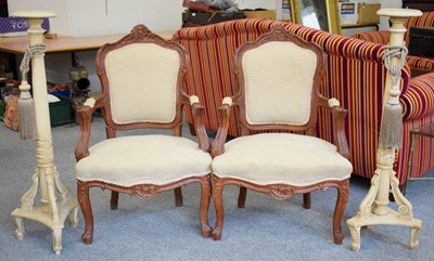 Lot 1114 - A Pair of Reproduction French-Syle Fauteuil,...