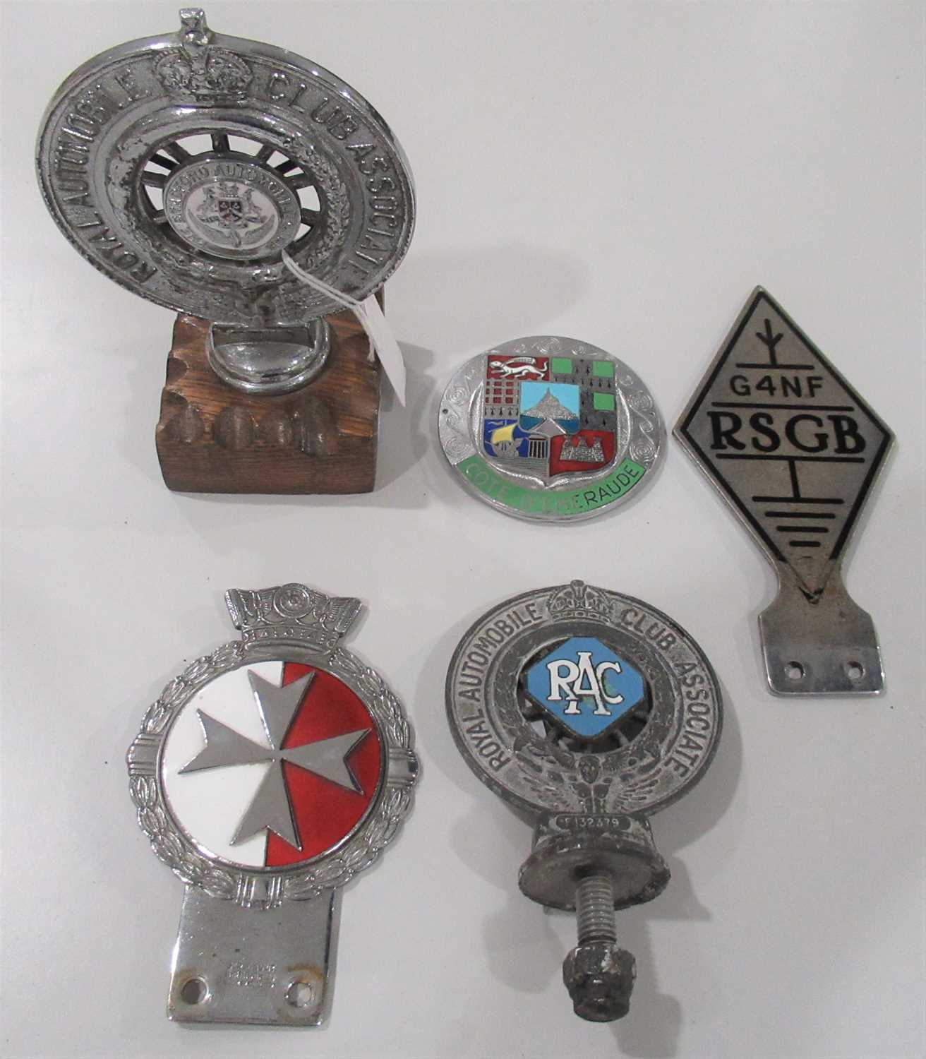 Lot 83 - Five Chromed/Enamelled Car Badges, to include:...