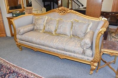 Lot 1122 - A Reproduction Gilt Wood Three Piece Suite,...