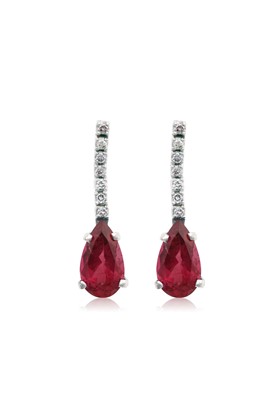 Lot 2320 - A Pair of Pink Tourmaline and Diamond Drop...