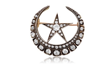 Lot 2420 - A Victorian Diamond Star and Crescent Brooch...