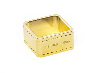 Lot 5033 - Hermès Bolduc Square Scarf Ring in gilt-tone...